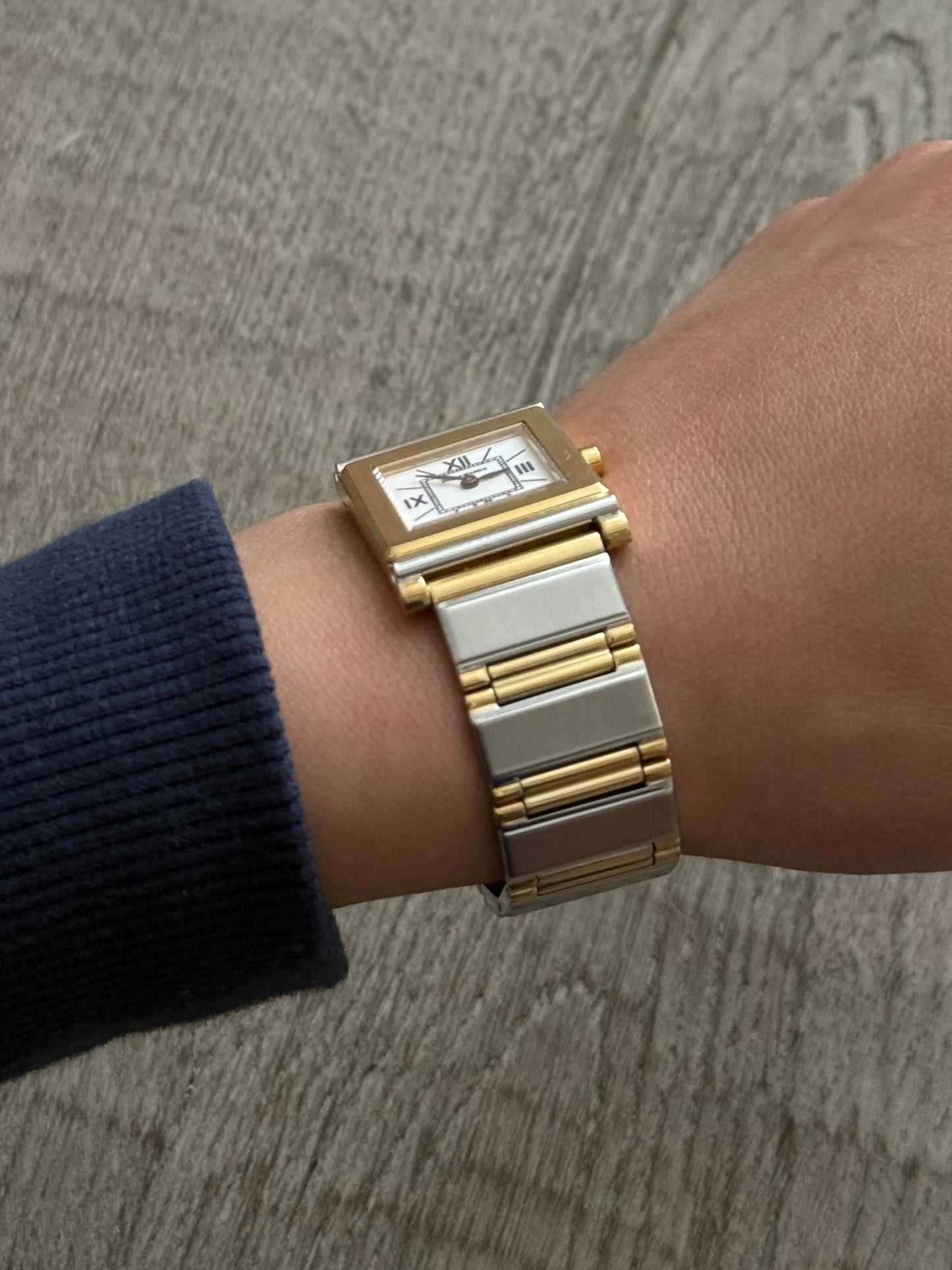 Authentic Yves Saint Laurent 1990s Square Dial Two Tone Watch
