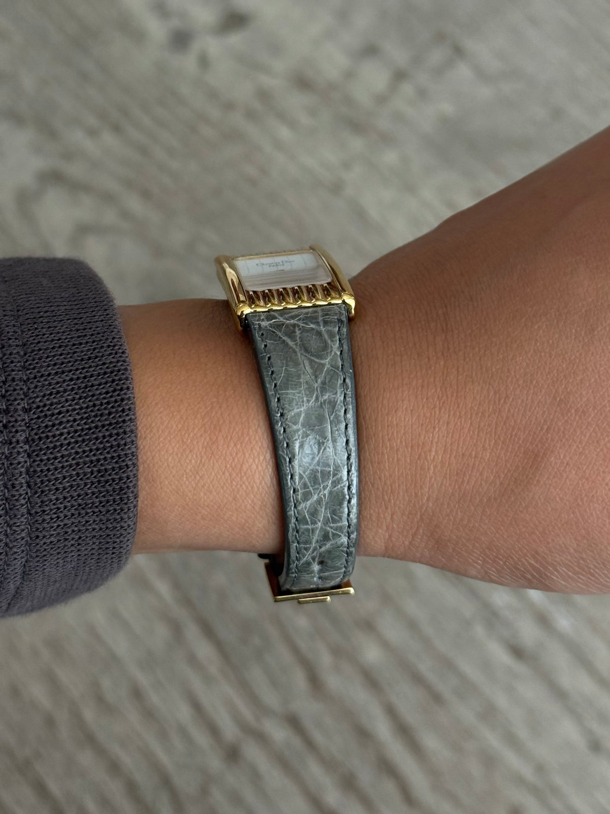 Authentic Christian Dior Green Leather Strap Watch