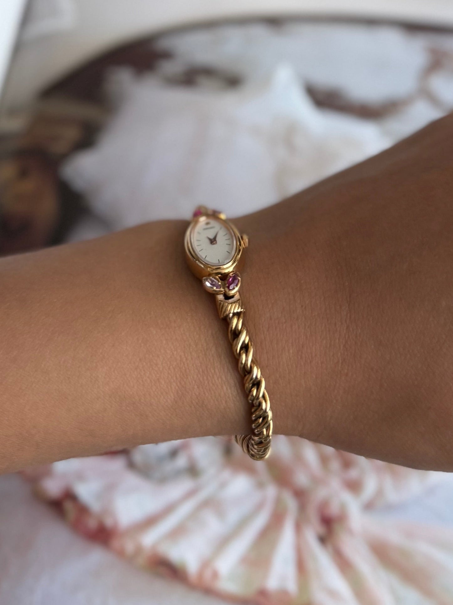 Rare Dainty Seiko Watch With Rubies
