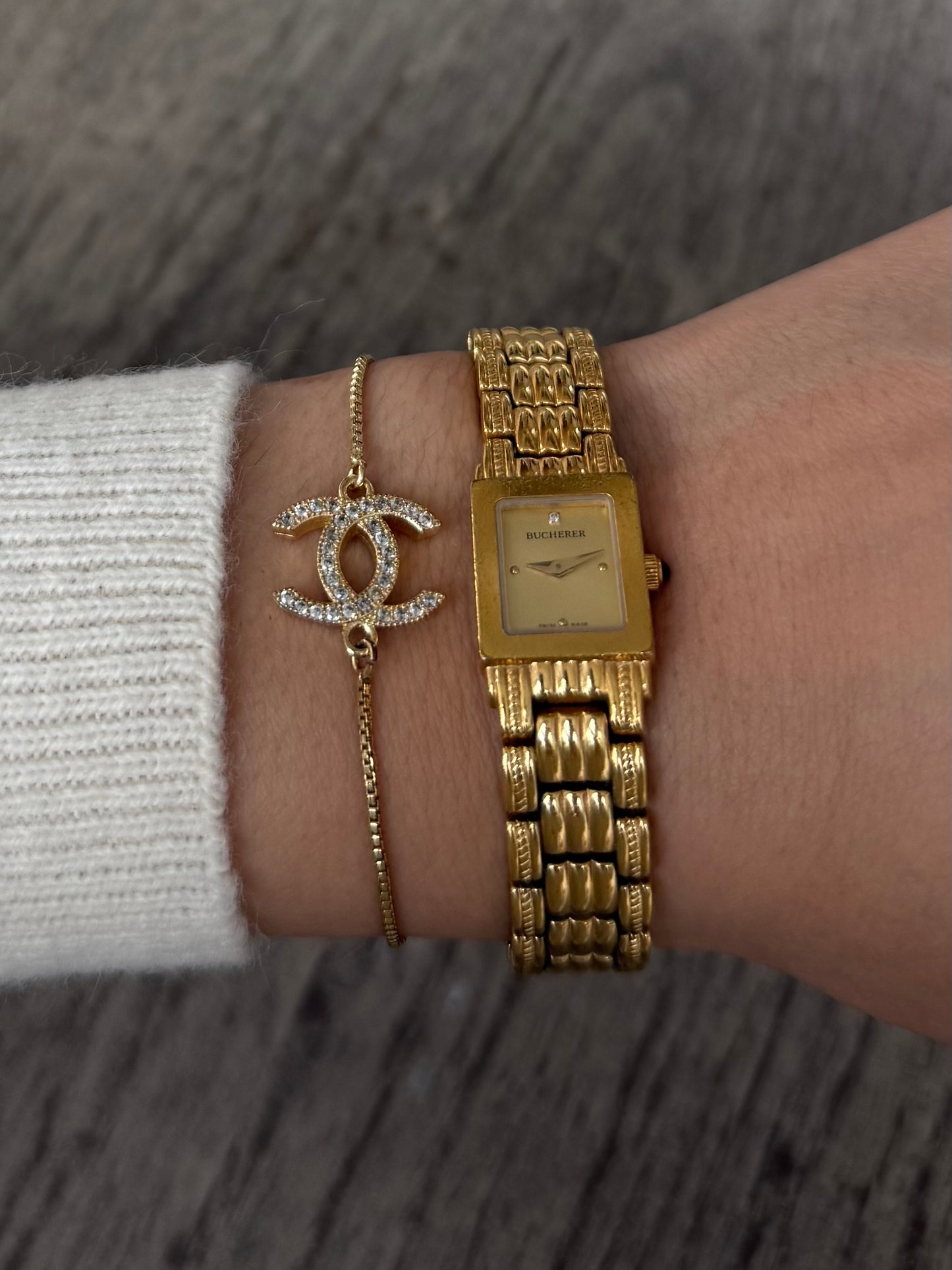 1960's 18k Gold Plated Bucherer Watch with Genuine Diamond