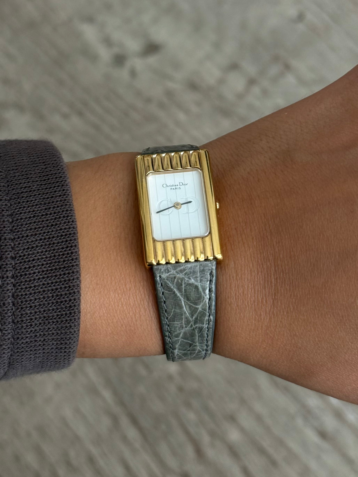 Authentic Christian Dior Green Leather Strap Watch