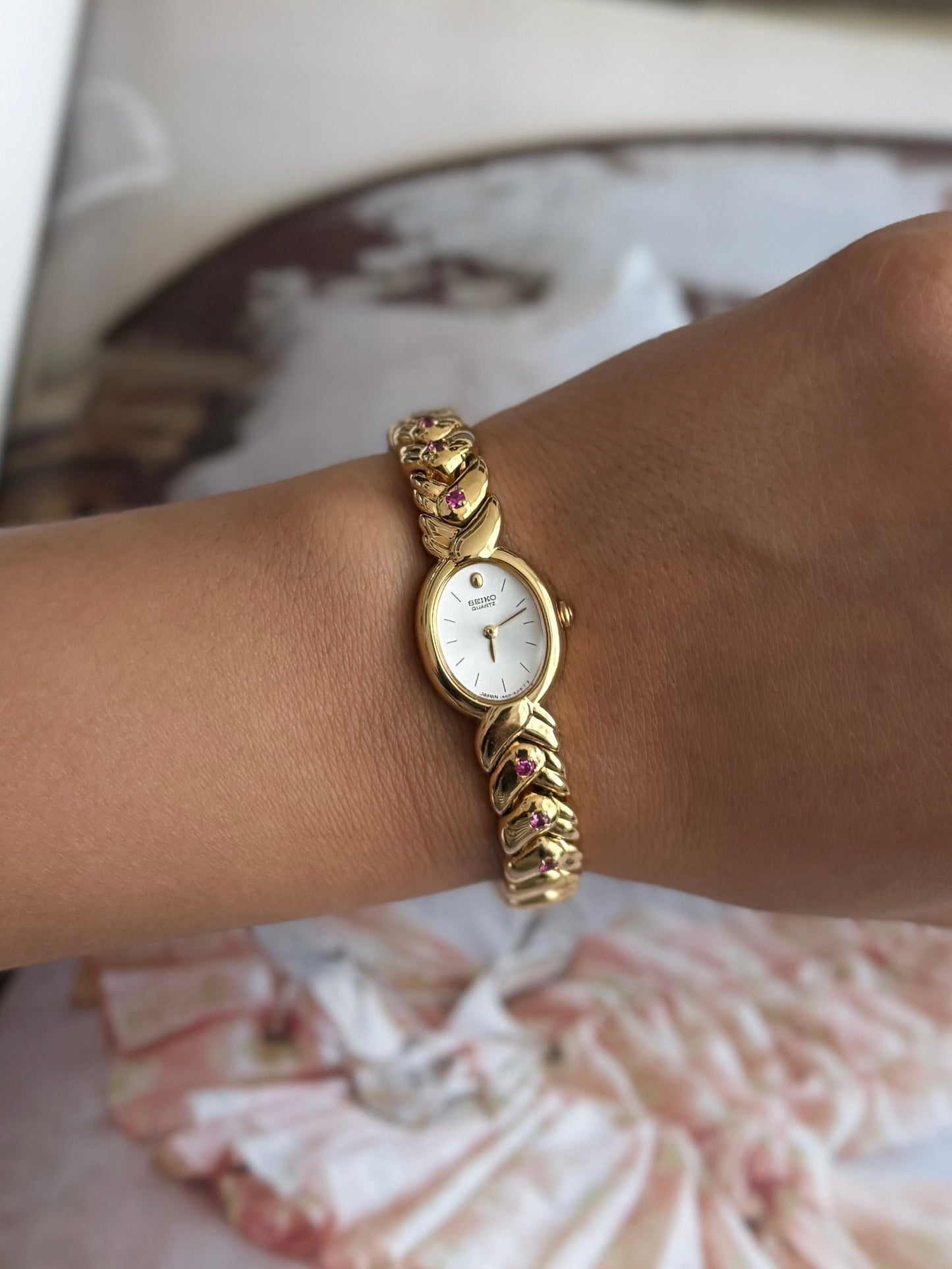 Dainty Seiko Watch w/ Rubies