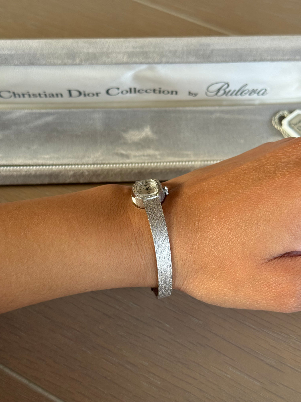 Authentic Christian Dior x Bulova 1960s 14k White Gold Mechanical Winding Watch