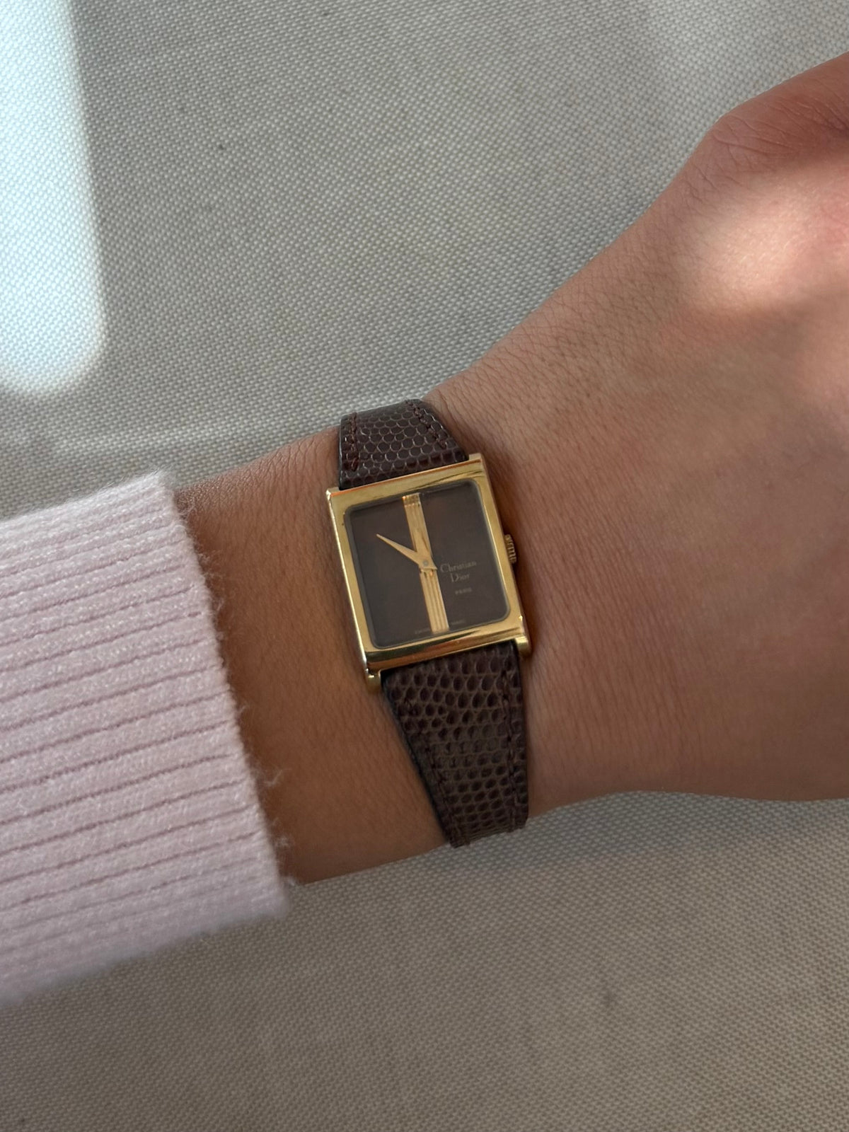 Authentic RARE 1970’s 18k Vintage Christian Dior Brown Leather Strap Watch