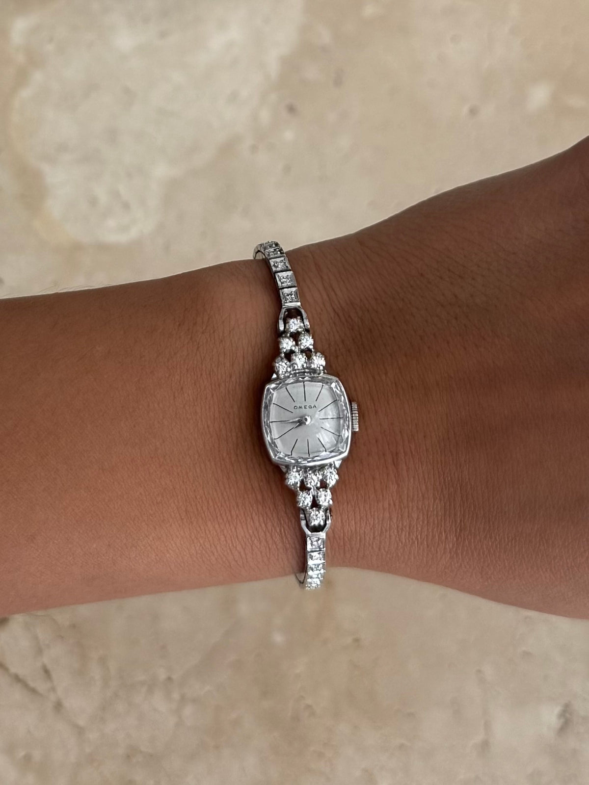 Authentic Rare Vintage Omega Diamond Watch- 14K Solid White Gold