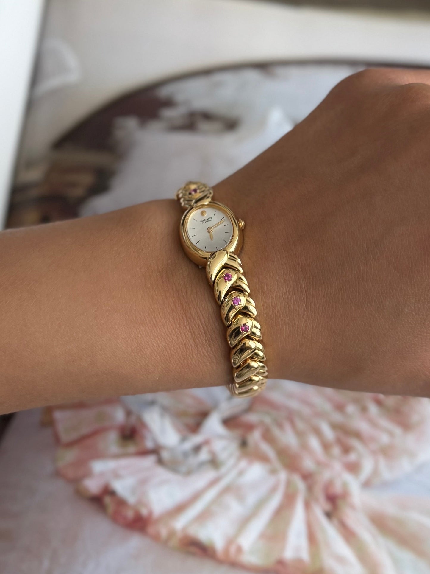Dainty Seiko Watch w/ Rubies