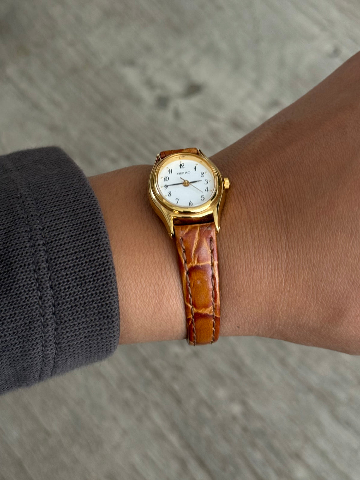 Seiko Light Brown Leather Strap Watch