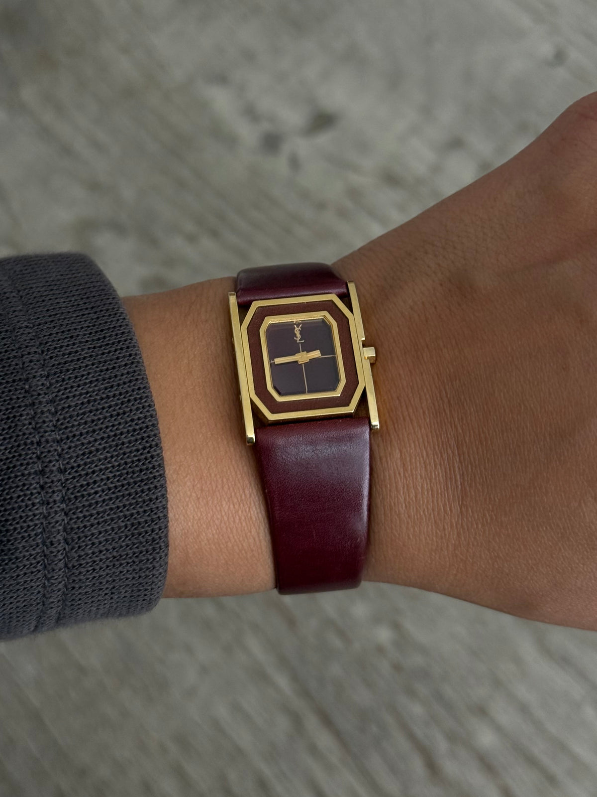 Authentic YSL Burgundy Leather Watch