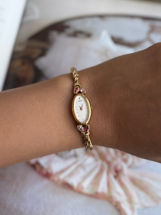 Rare Dainty Seiko Watch With Rubies