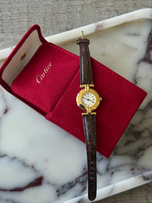 Authentic 18K Gold Vintage Cartier Must de Colisee W/ Box