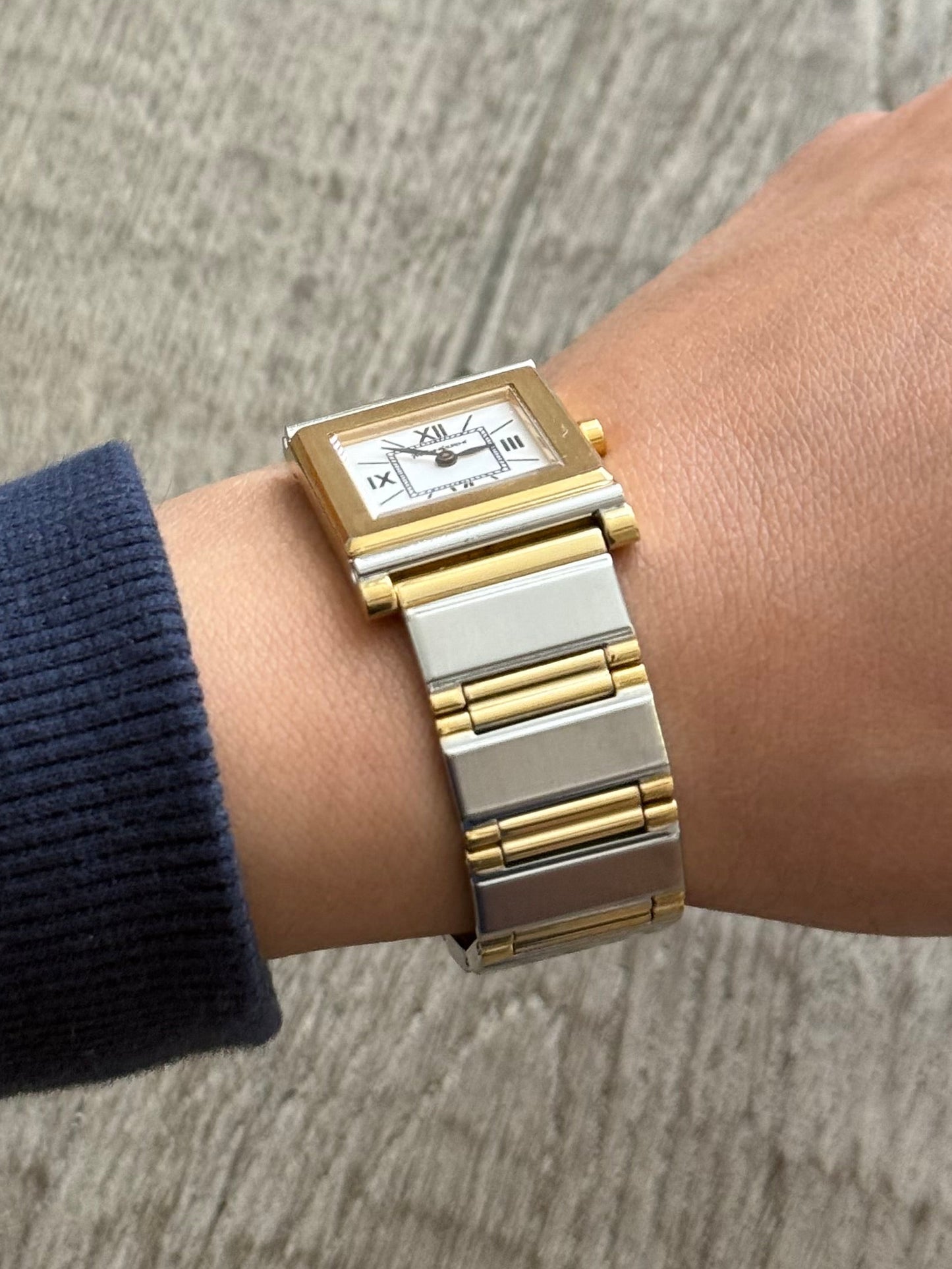 Authentic Yves Saint Laurent 1990s Square Dial Two Tone Watch