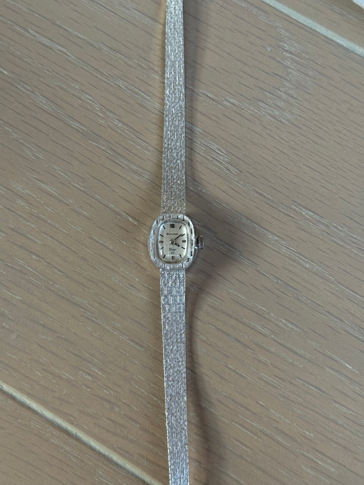 Authentic Christian Dior x Bulova 1960s 14k White Gold Mechanical Winding Watch