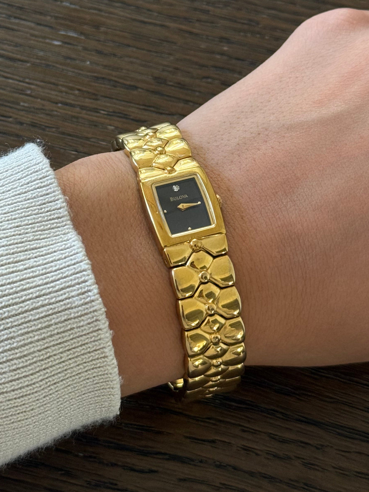 Bulova Watch with Dark Dial and Genuine Diamond
