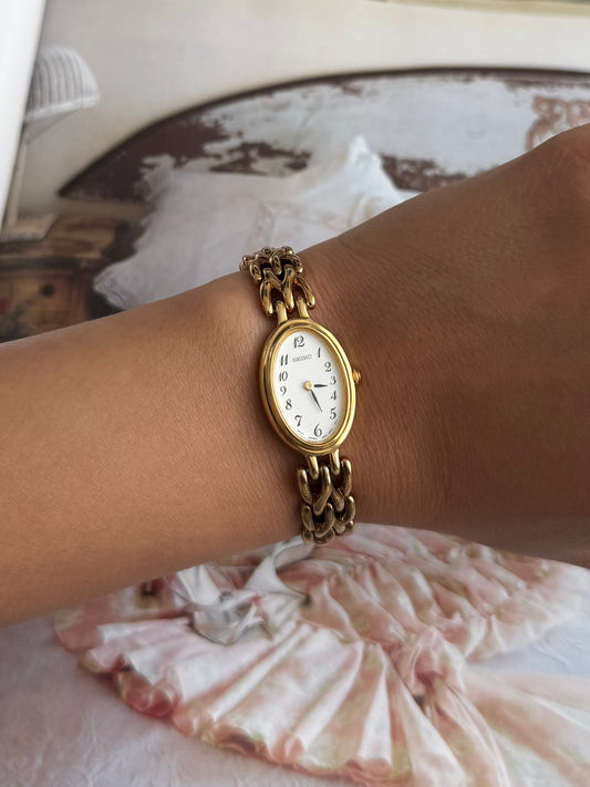 Gold Toned Roman Numeral Seiko Watch