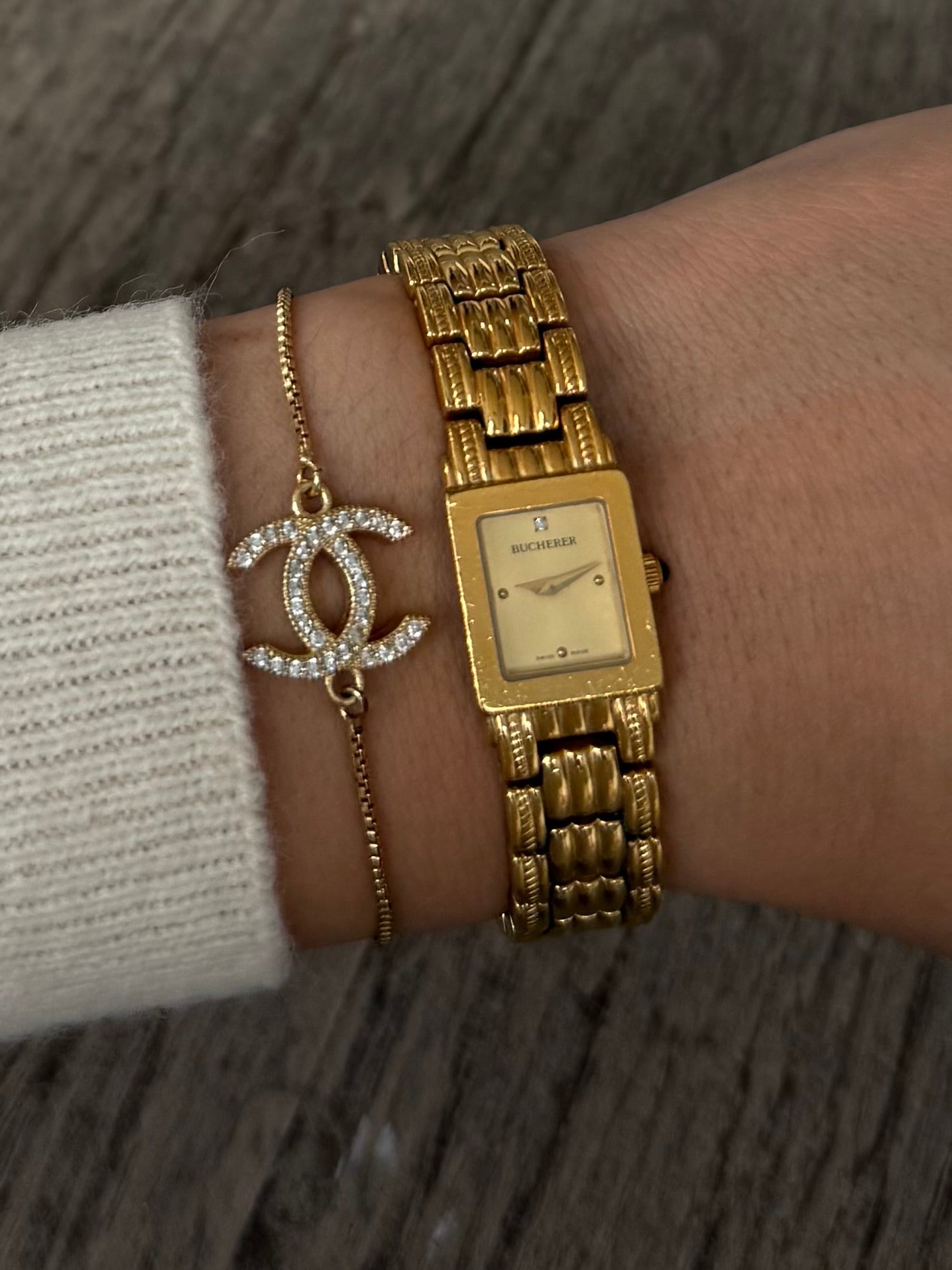 1960's 18k Gold Plated Bucherer Watch with Genuine Diamond