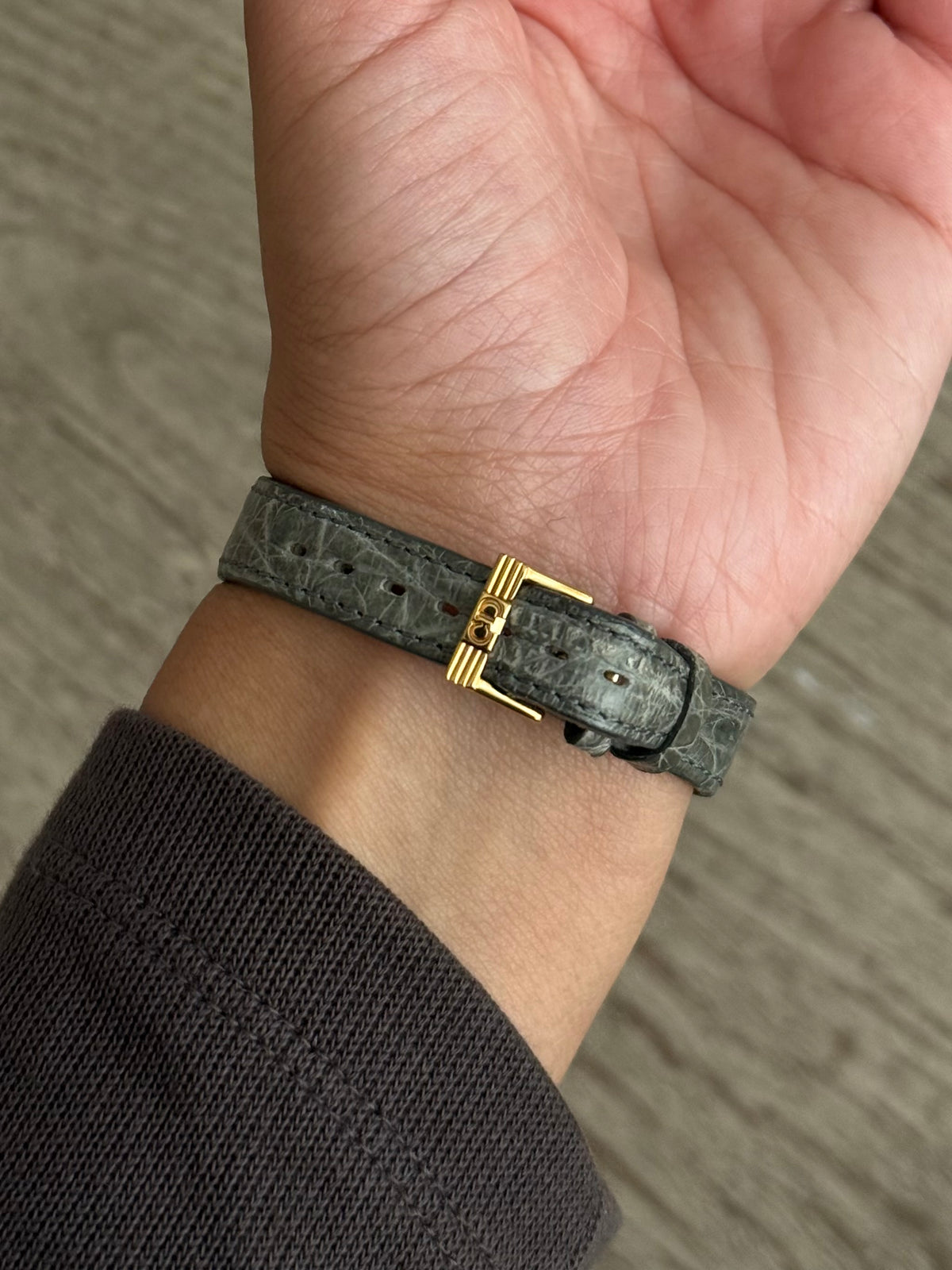 Authentic Christian Dior Green Leather Strap Watch