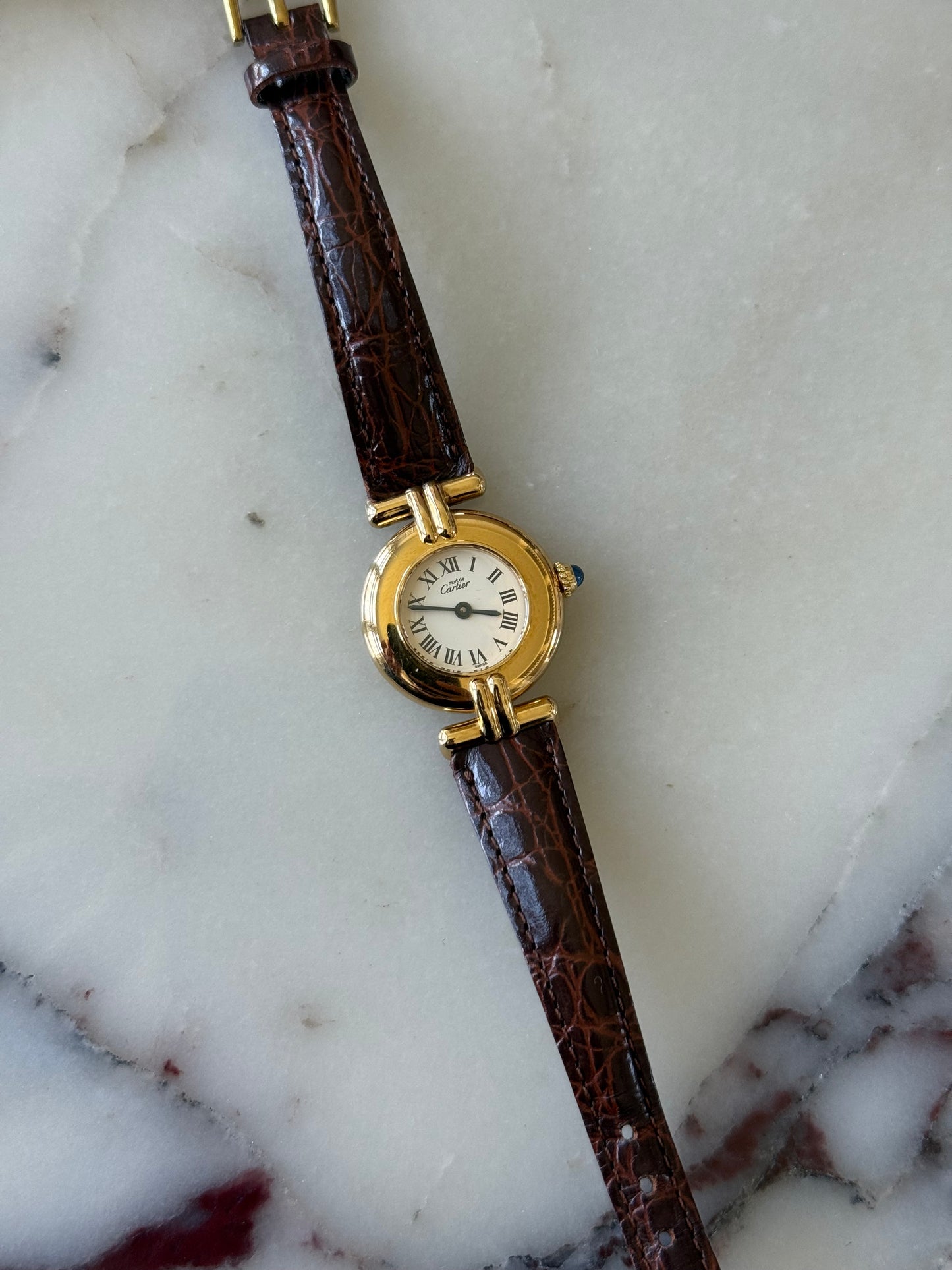 Authentic 18K Gold Vintage Cartier Must de Colisee W/ Box