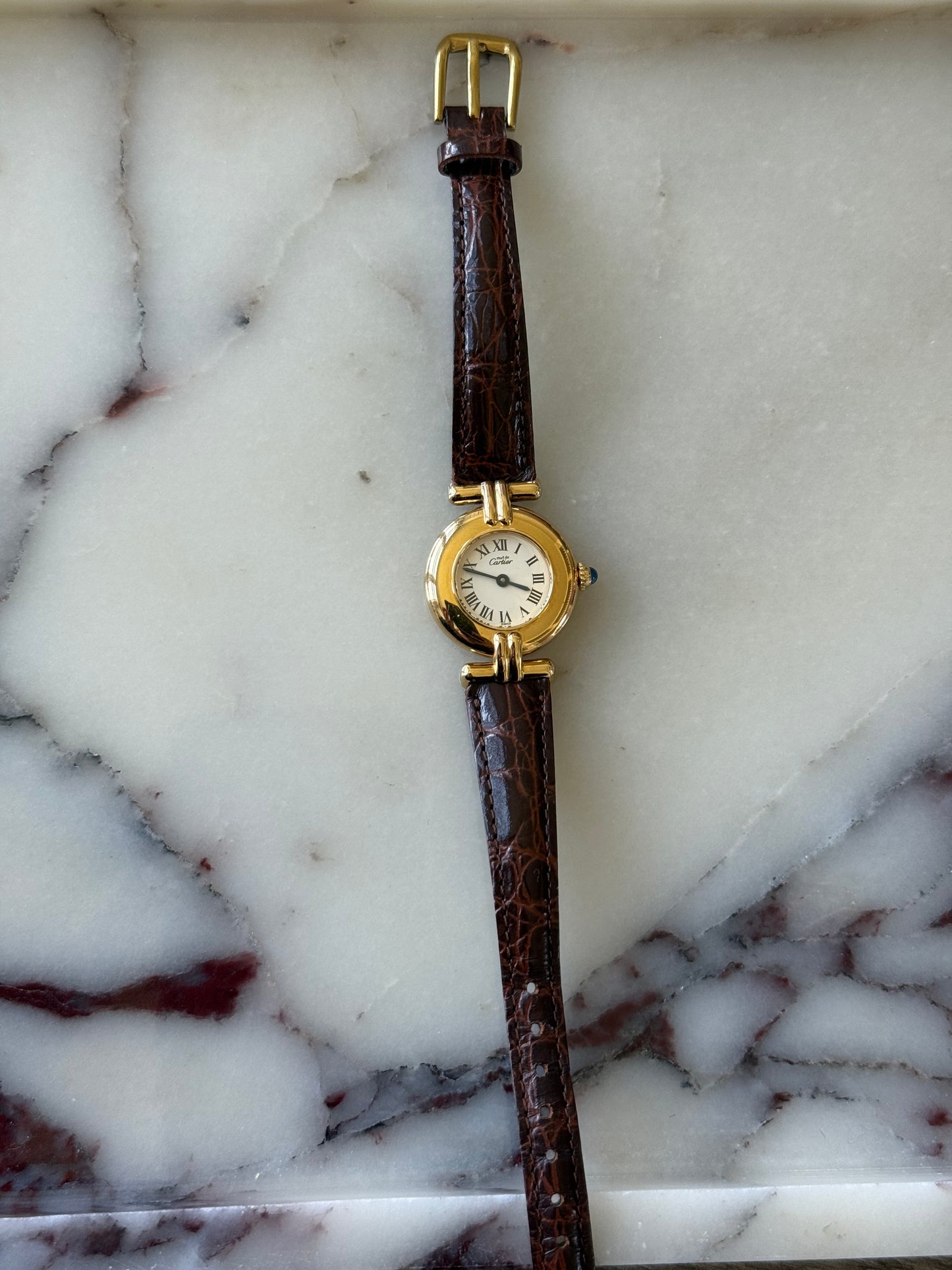 Authentic 18K Gold Vintage Cartier Must de Colisee W/ Box