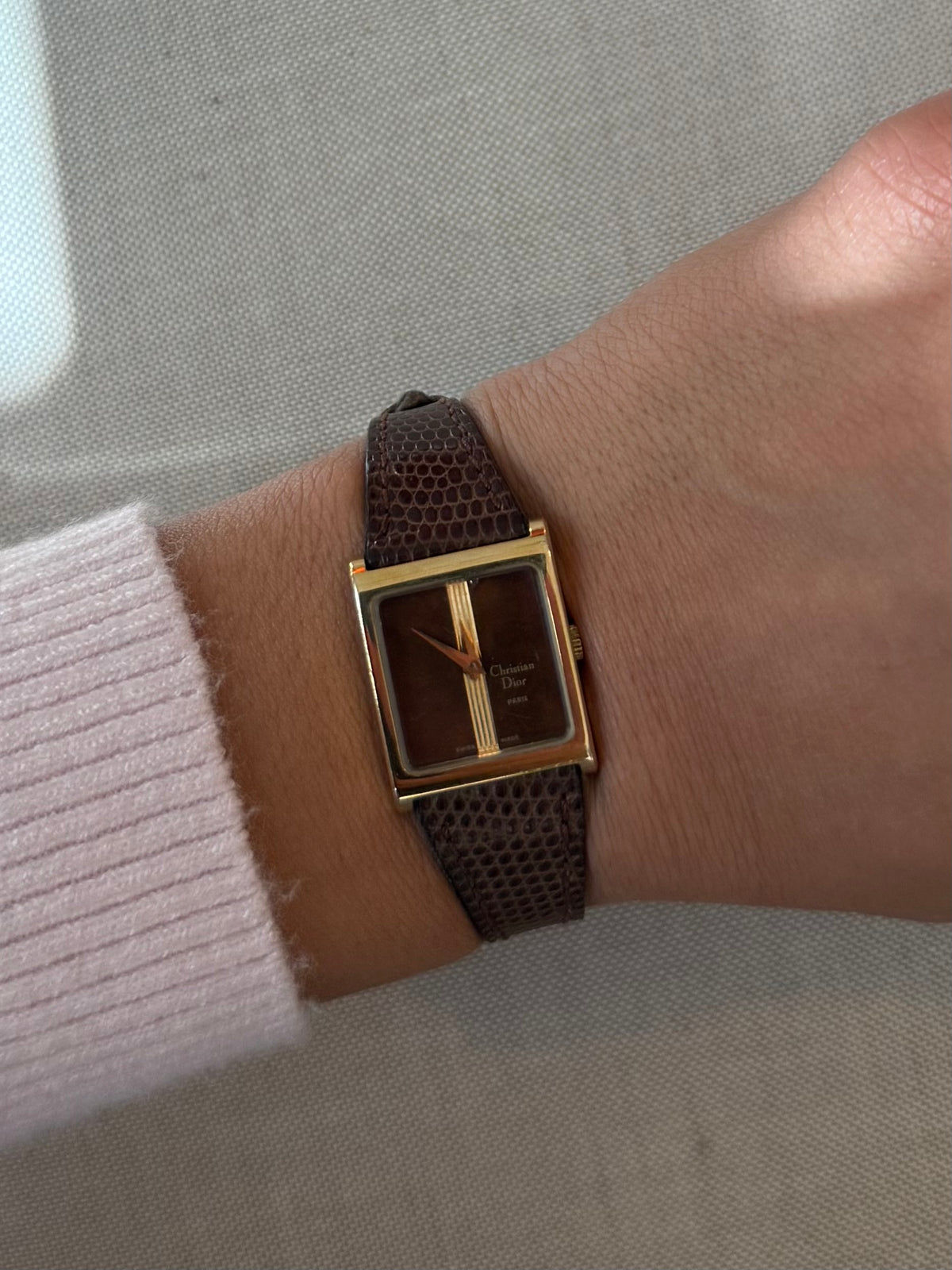Authentic RARE 1970’s 18k Vintage Christian Dior Brown Leather Strap Watch