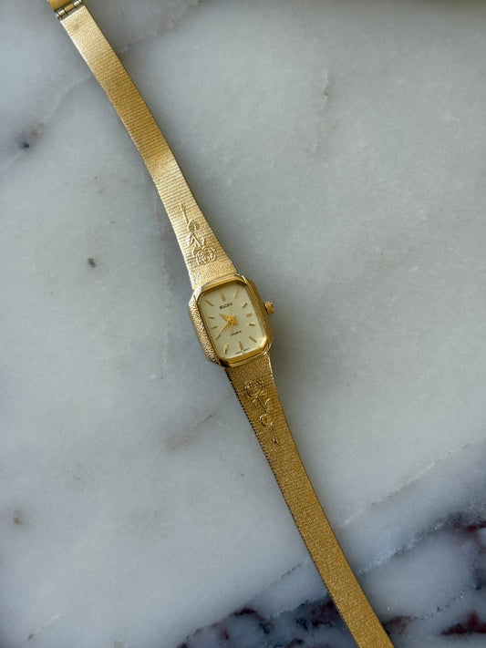 RARE Elgin Gold Toned Watch with Rose Band