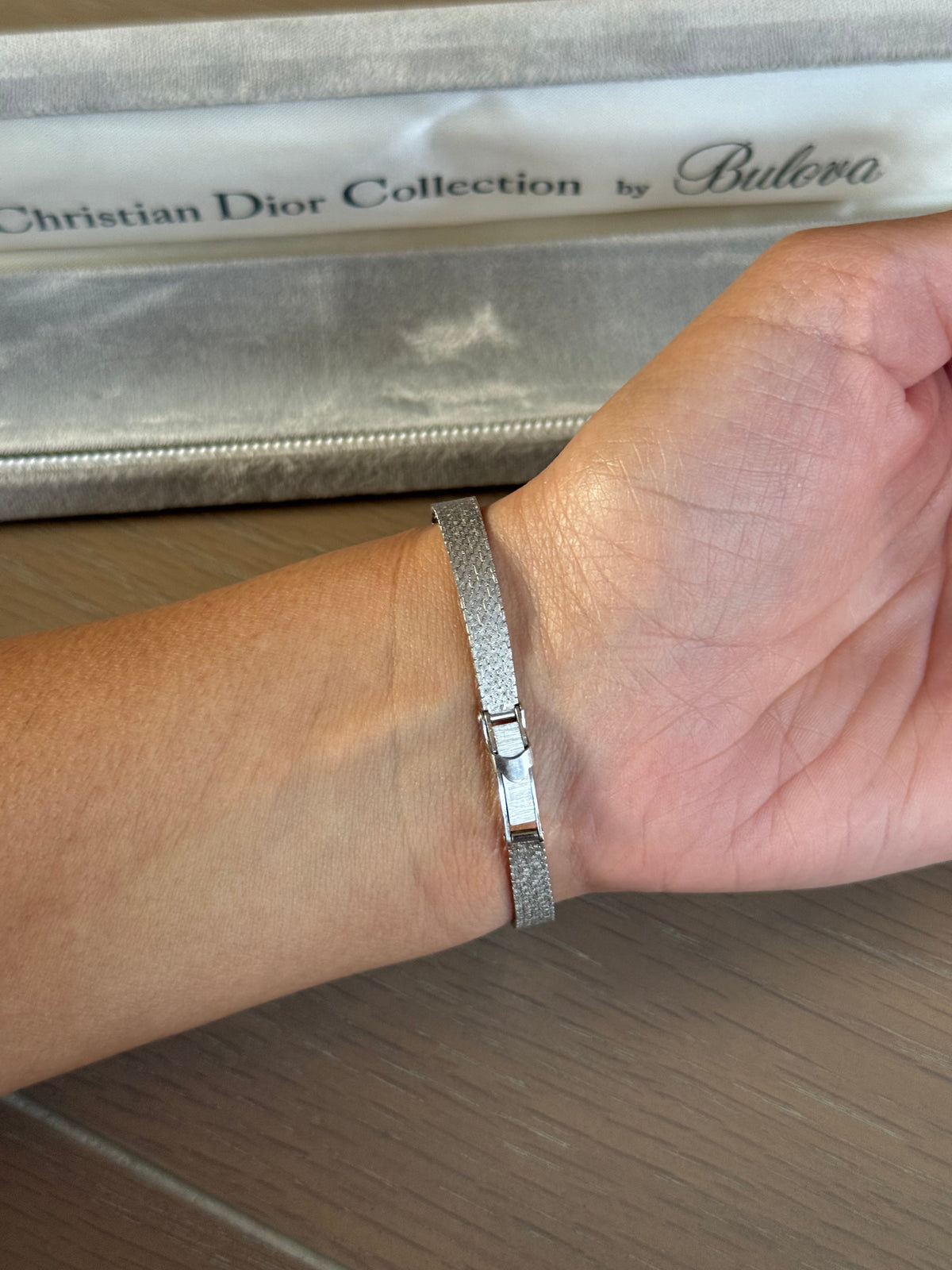 Authentic Christian Dior x Bulova 1960s 14k White Gold Mechanical Winding Watch