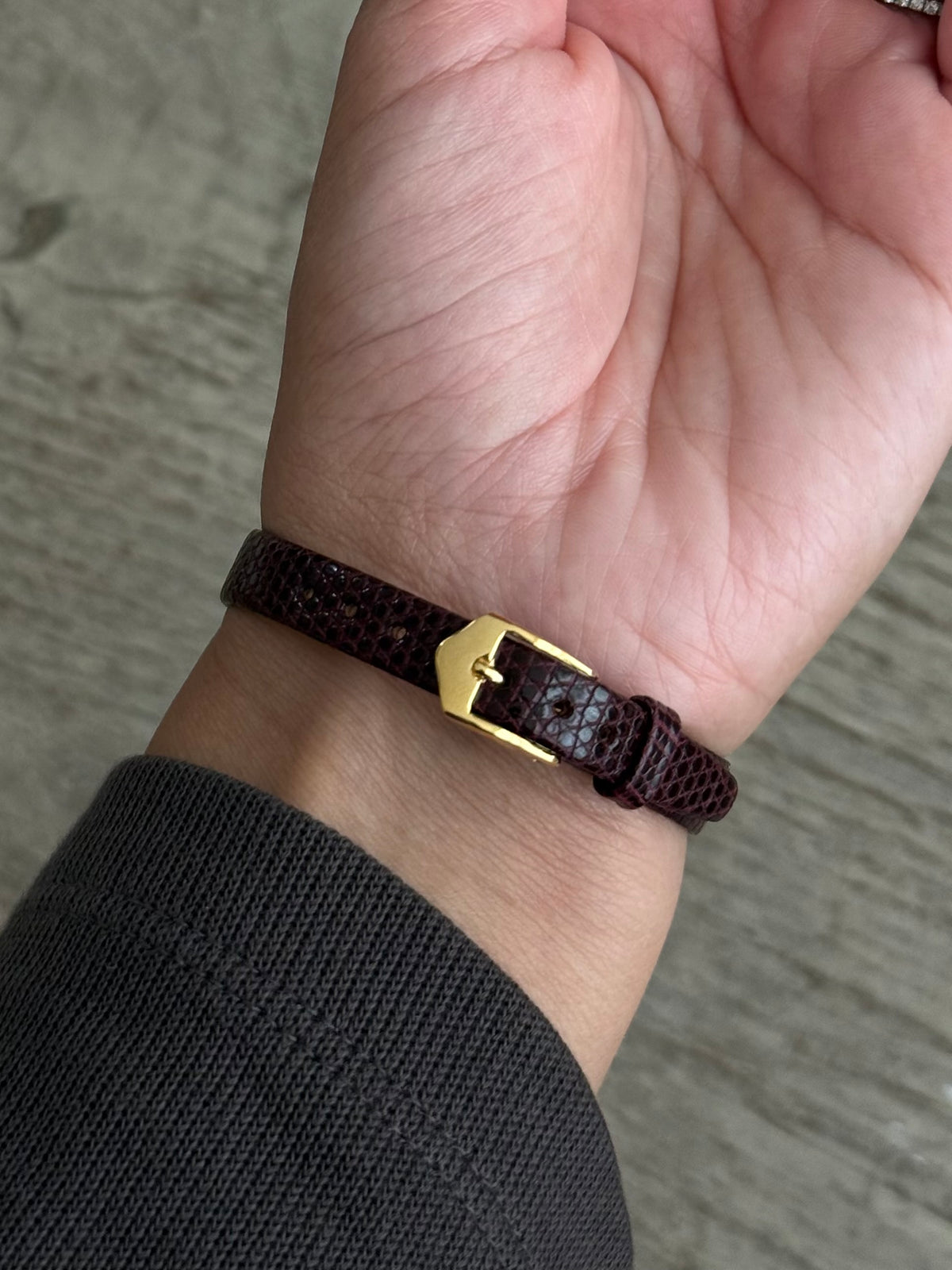 Authentic 1990's Christian Dior Burgundy Leather Strap Watch