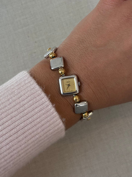 RARE - Seiko Square Link Two Toned Watch