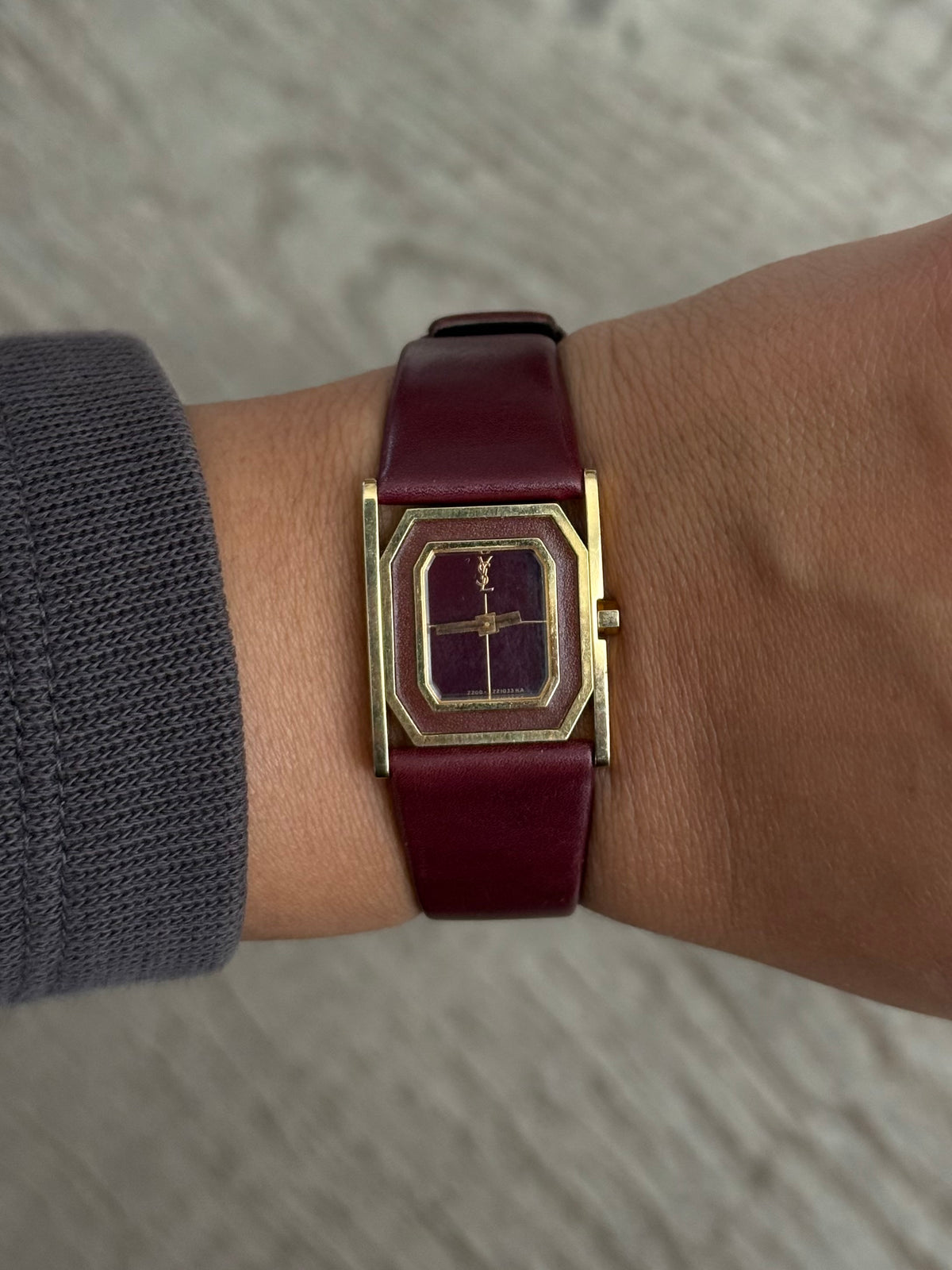Authentic YSL Burgundy Leather Watch