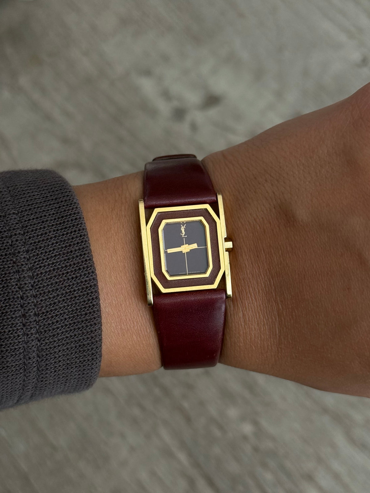 Authentic YSL Burgundy Leather Watch