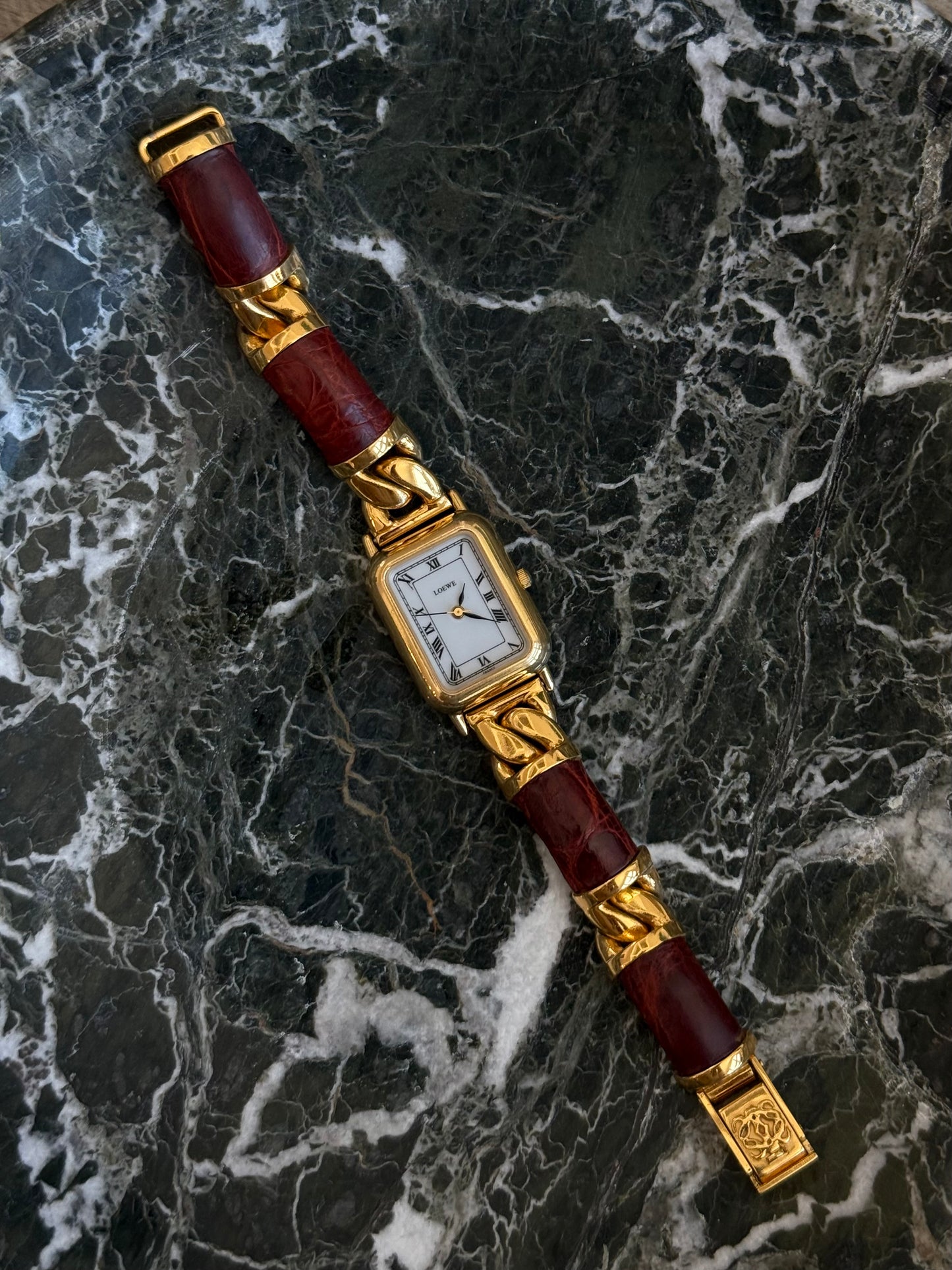 LOEWE Red Leather Watch