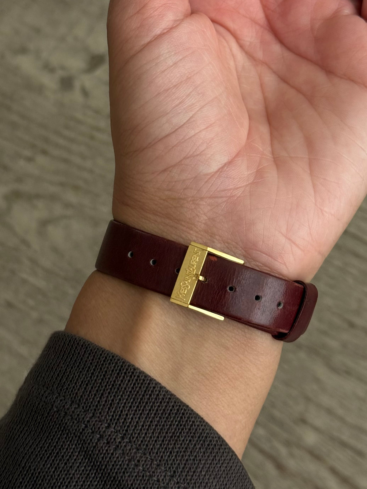 Authentic YSL Burgundy Leather Watch