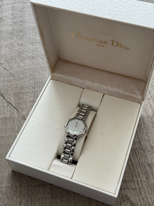 Authentic Christian Dior Model Depose w/ 12 Diamonds (Silver)