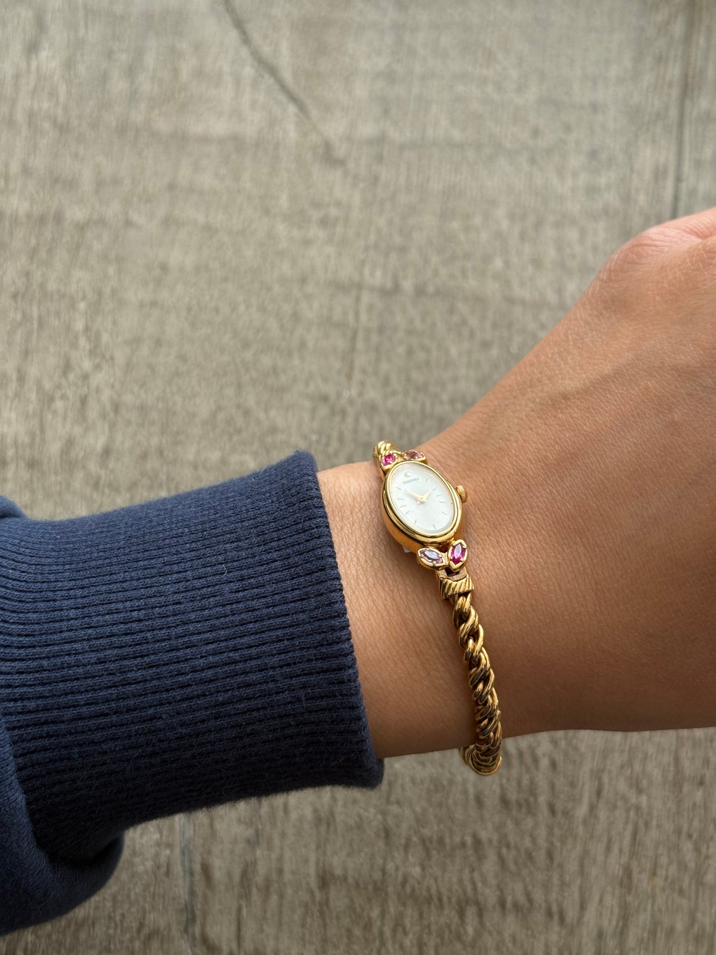 Rare Dainty Seiko Watch With Rubies