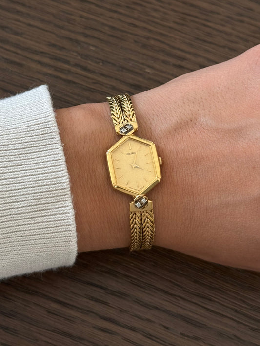 Seiko Hexagon Dial Watch with Diamonds