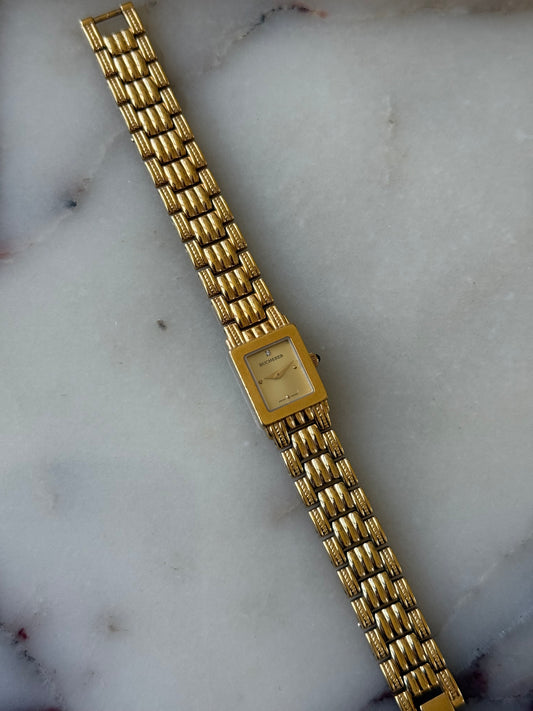 1960's 18k Gold Plated Bucherer Watch with Genuine Diamond