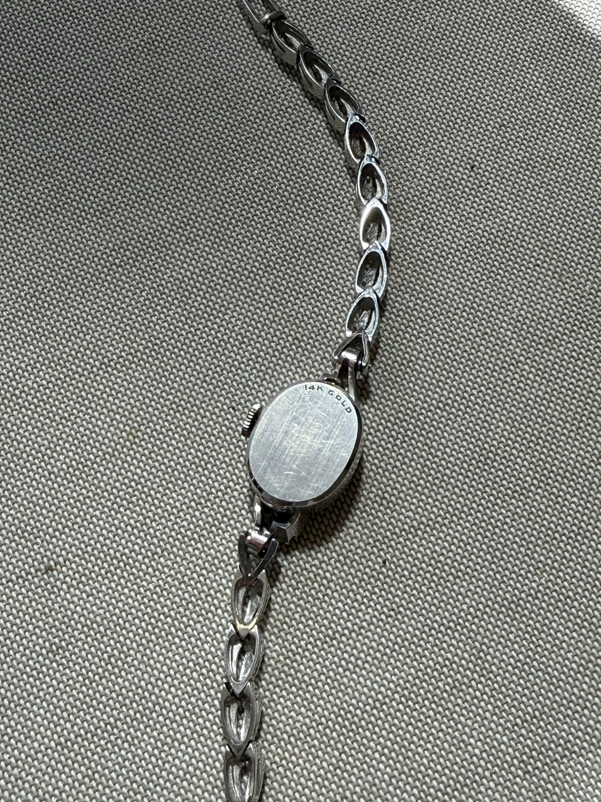 1970's Omega 14k White Gold Watch with Diamond Bezel