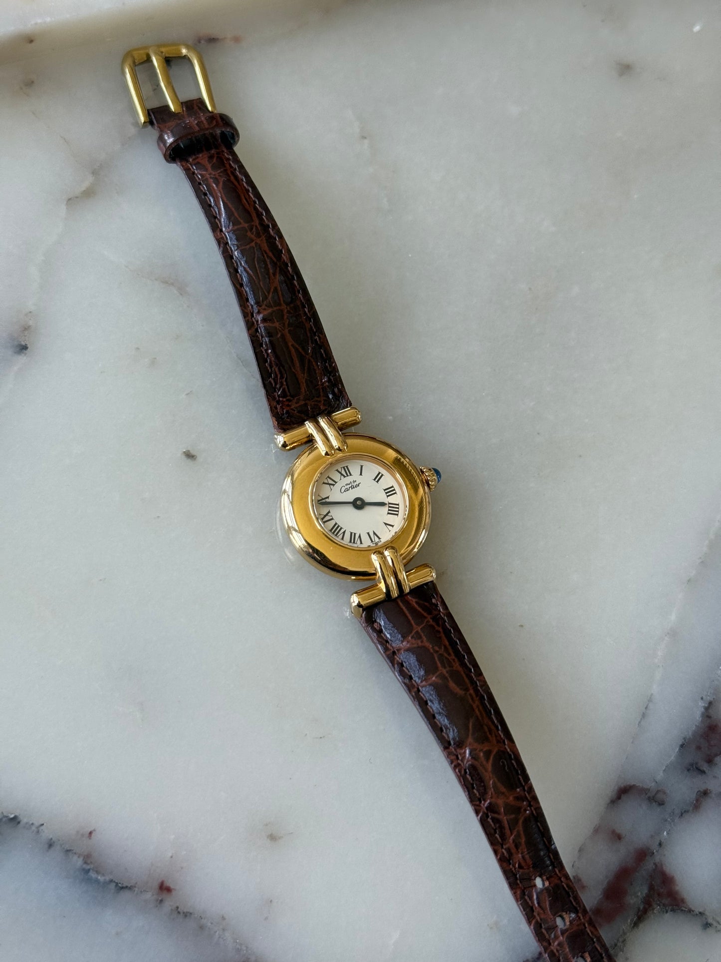 Authentic 18K Gold Vintage Cartier Must de Colisee W/ Box