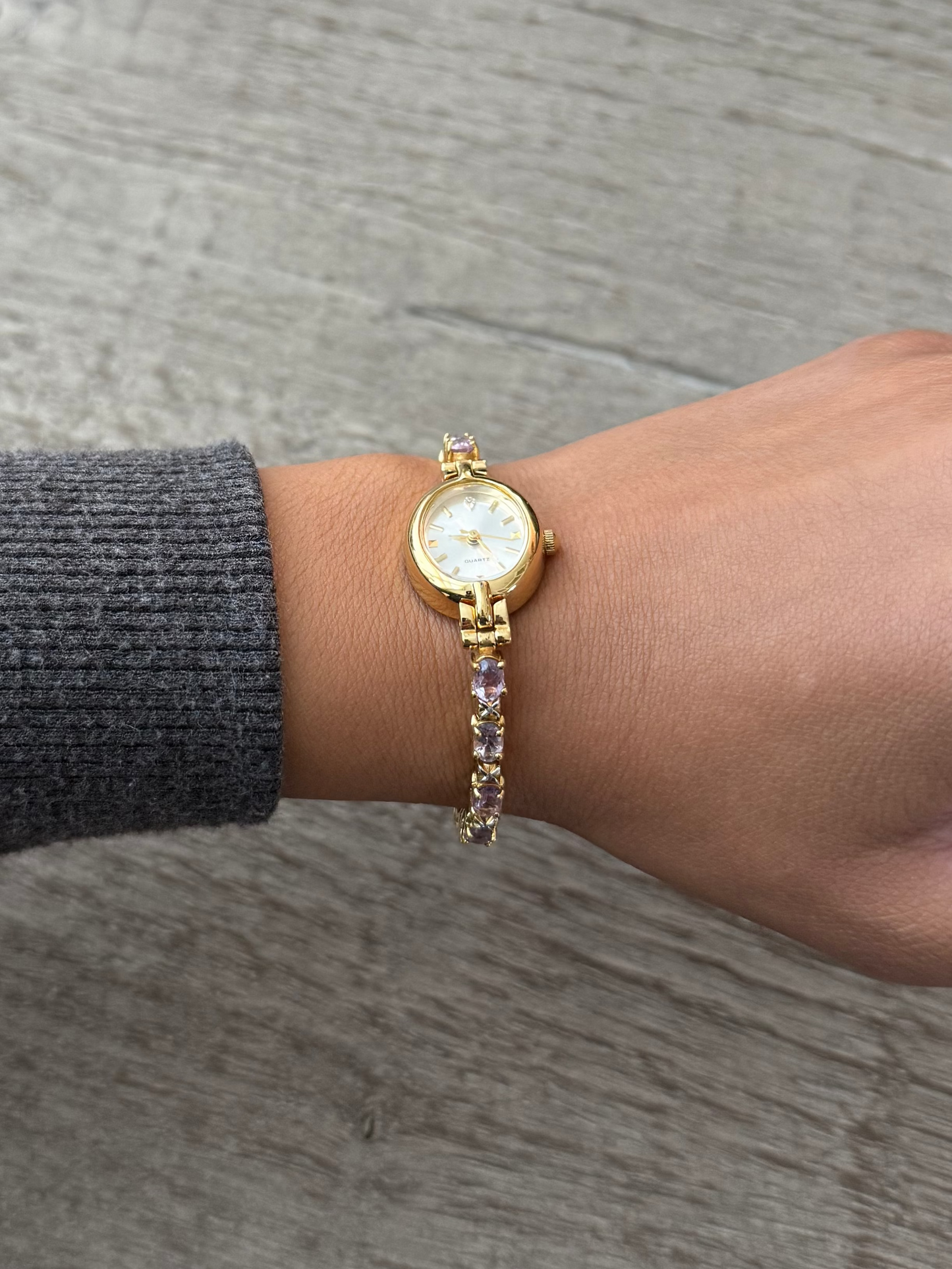 Avon Genuine Diamond and Tanzanite Gold Plated Watch