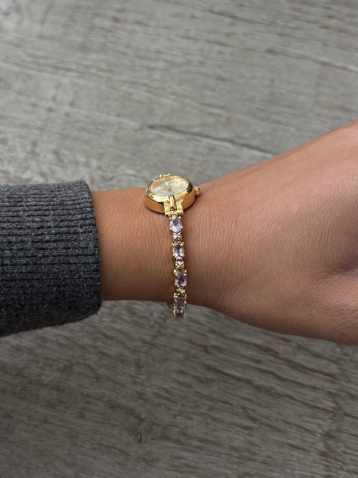 Avon Genuine Diamond and Tanzanite Gold Plated Watch