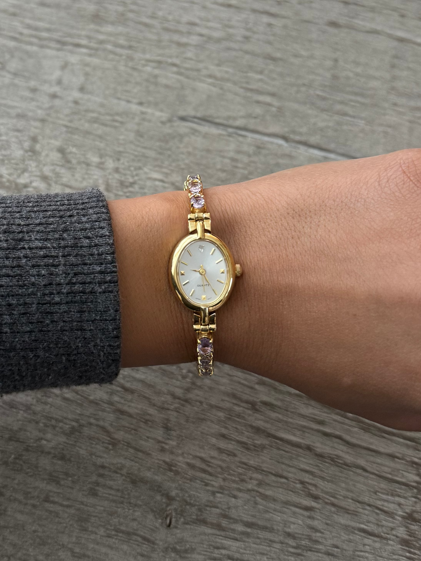 Avon Genuine Diamond and Tanzanite Gold Plated Watch