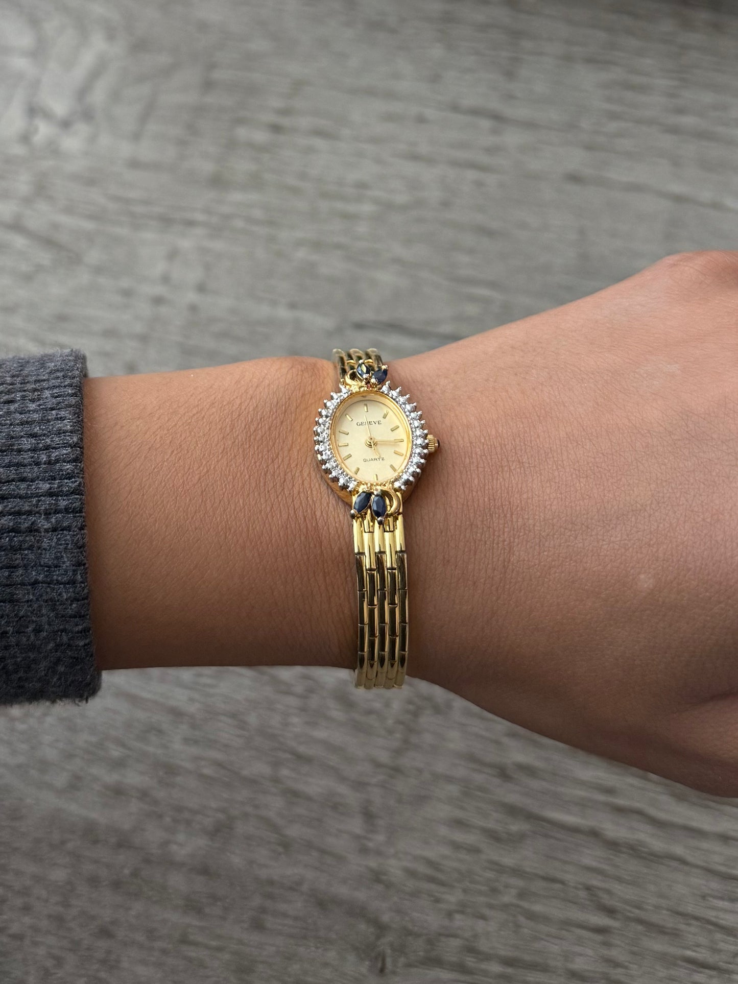 Sapphire and Genuine Diamond Geneve Watch