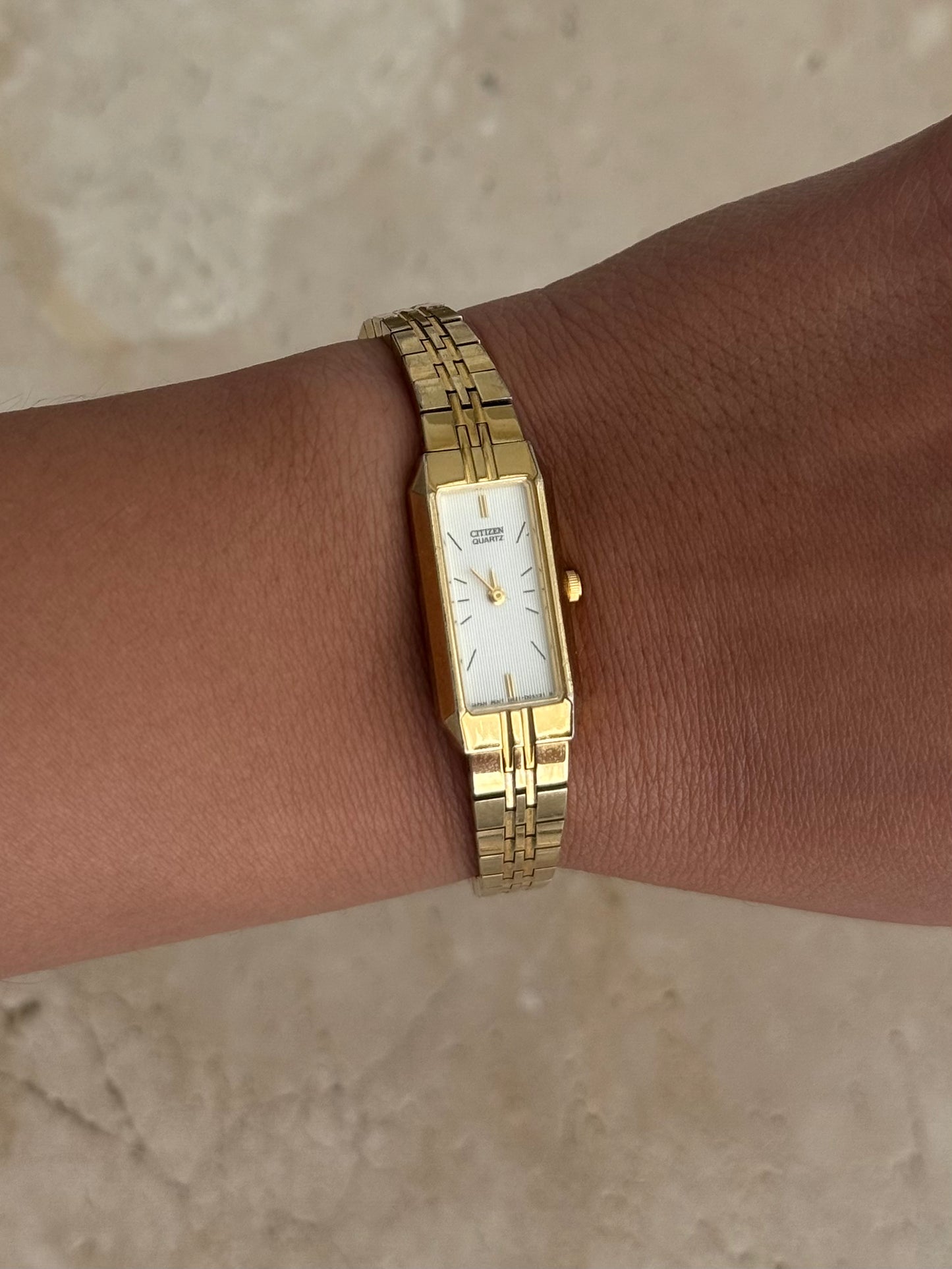 Citizen Rectangle Dial Gold Tone Watch