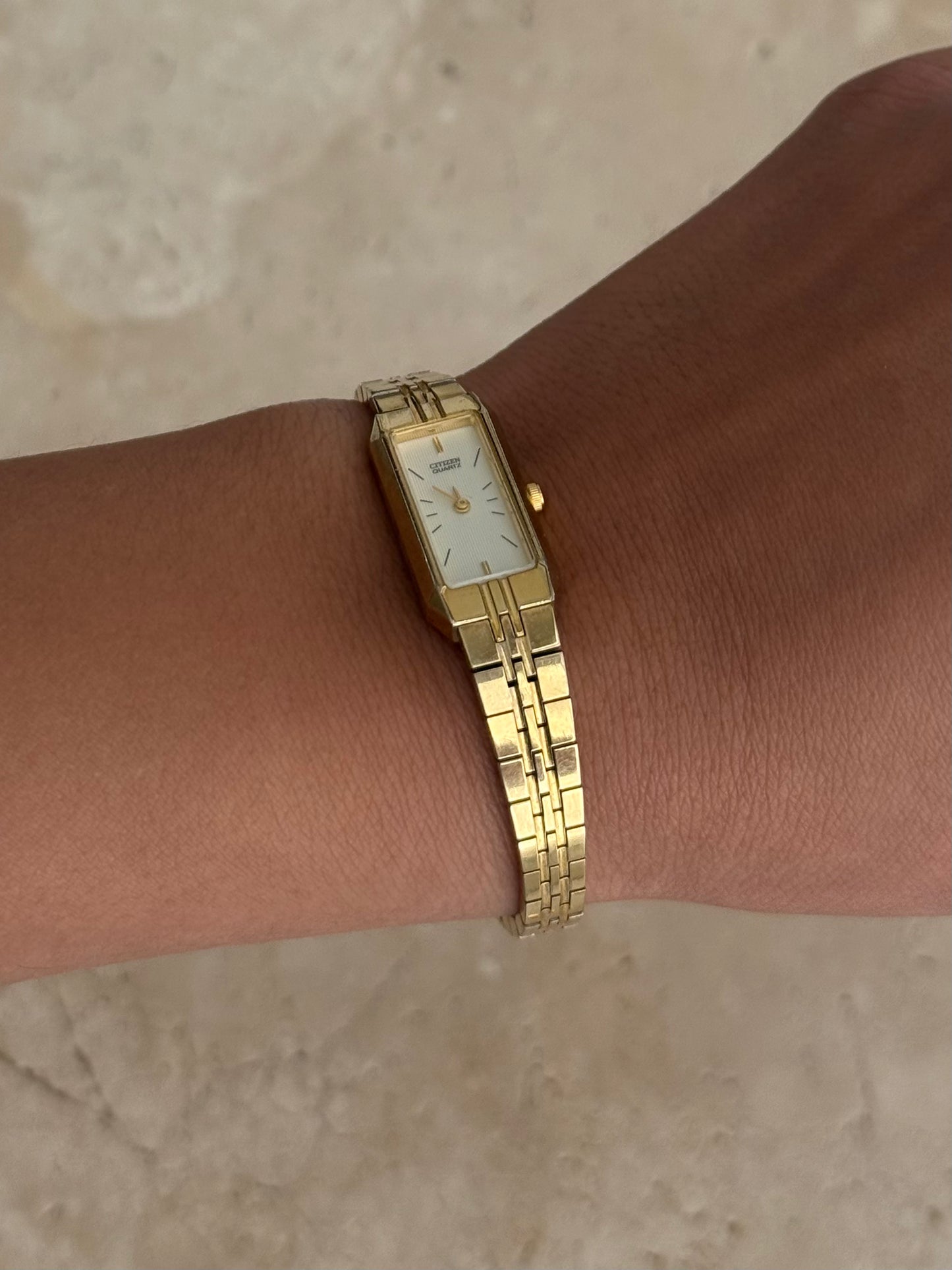 Citizen Rectangle Dial Gold Tone Watch