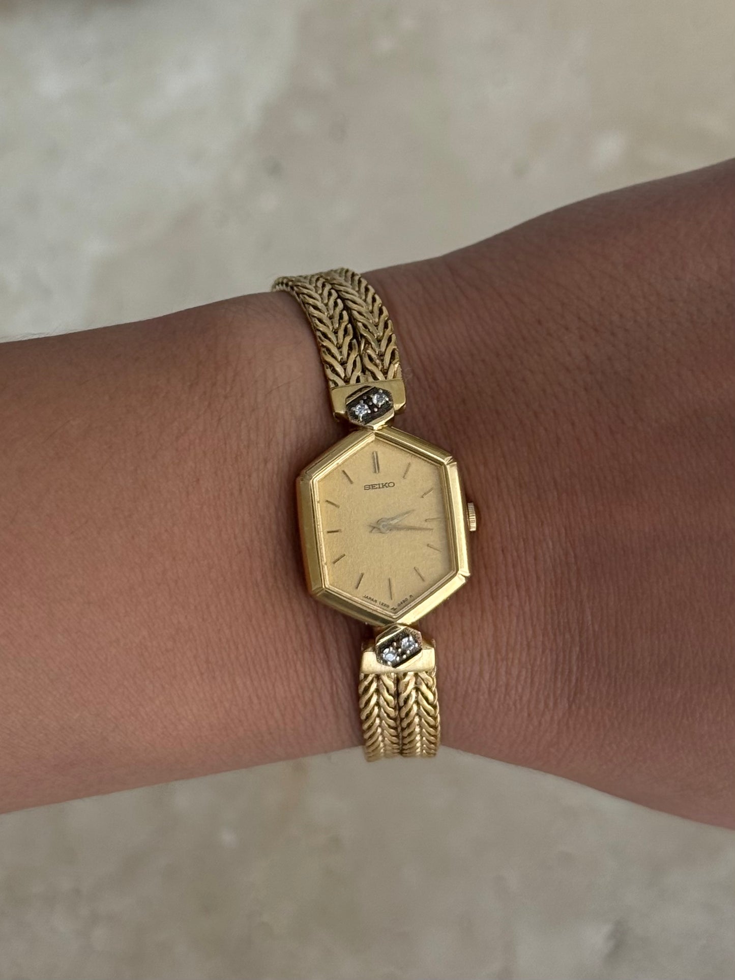 Seiko Hexagon Dial Watch with Diamonds