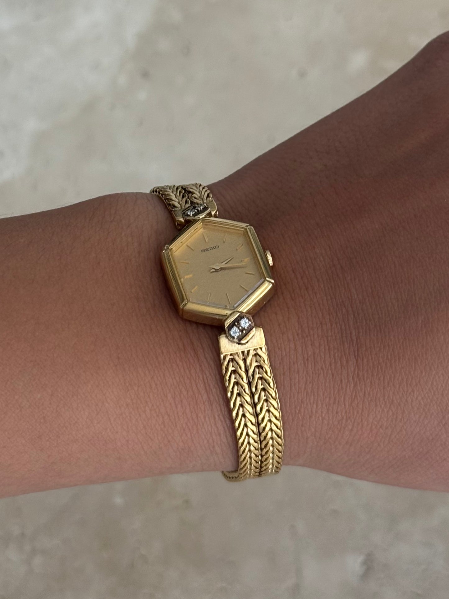 Seiko Hexagon Dial Watch with Diamonds