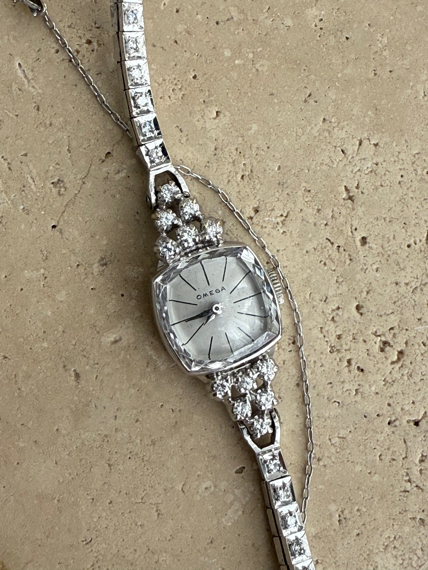 Authentic Rare Vintage Omega Diamond Watch- 14K Solid White Gold