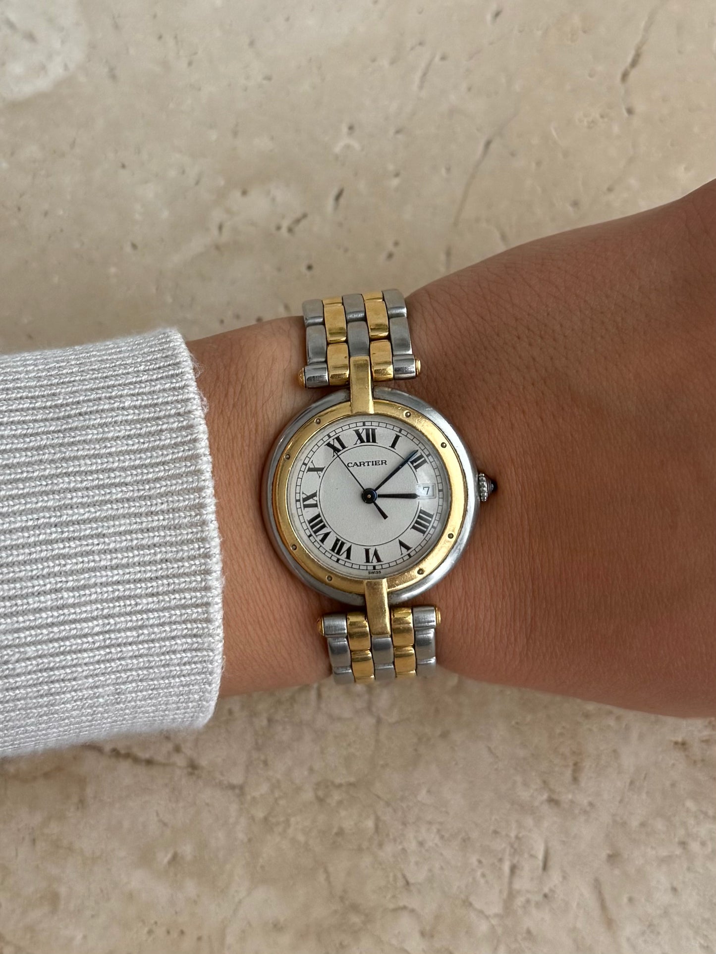 Authentic Cartier Panthère Vendôme 30mm 2-Row 18k Gold & Steel