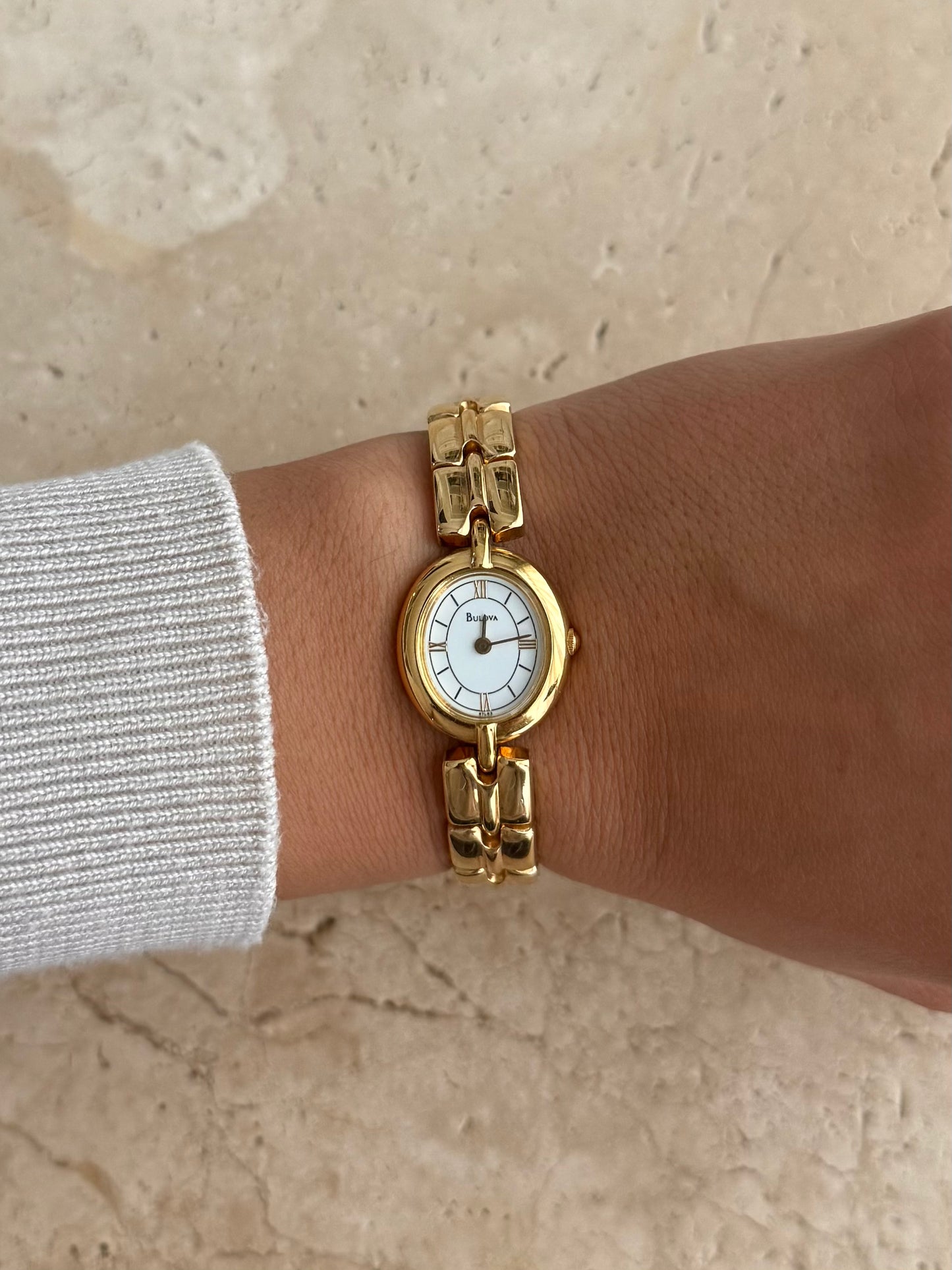 Bulova Roman Numeral Dial Gold Plated Watch