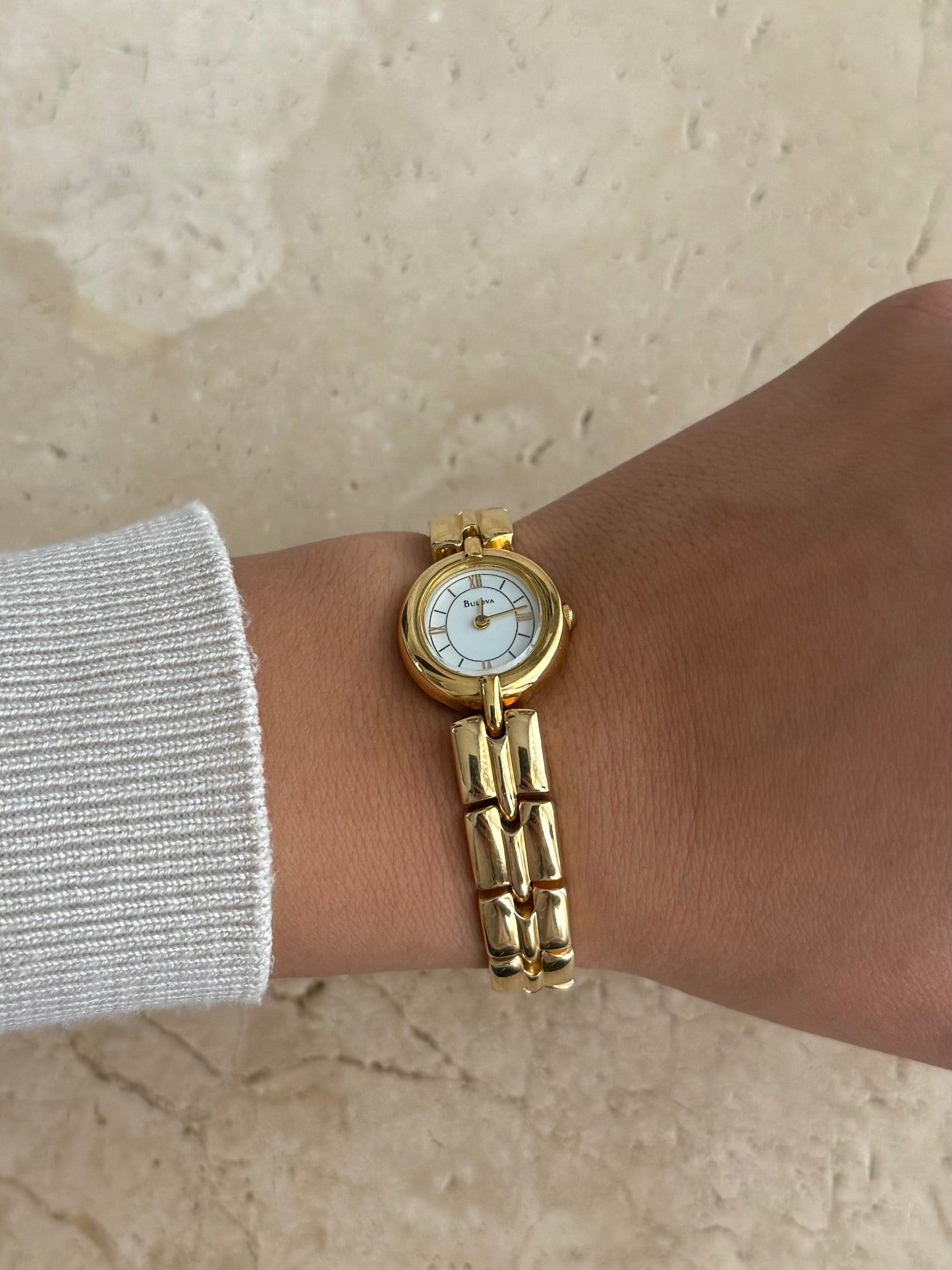 Bulova Roman Numeral Dial Gold Plated Watch