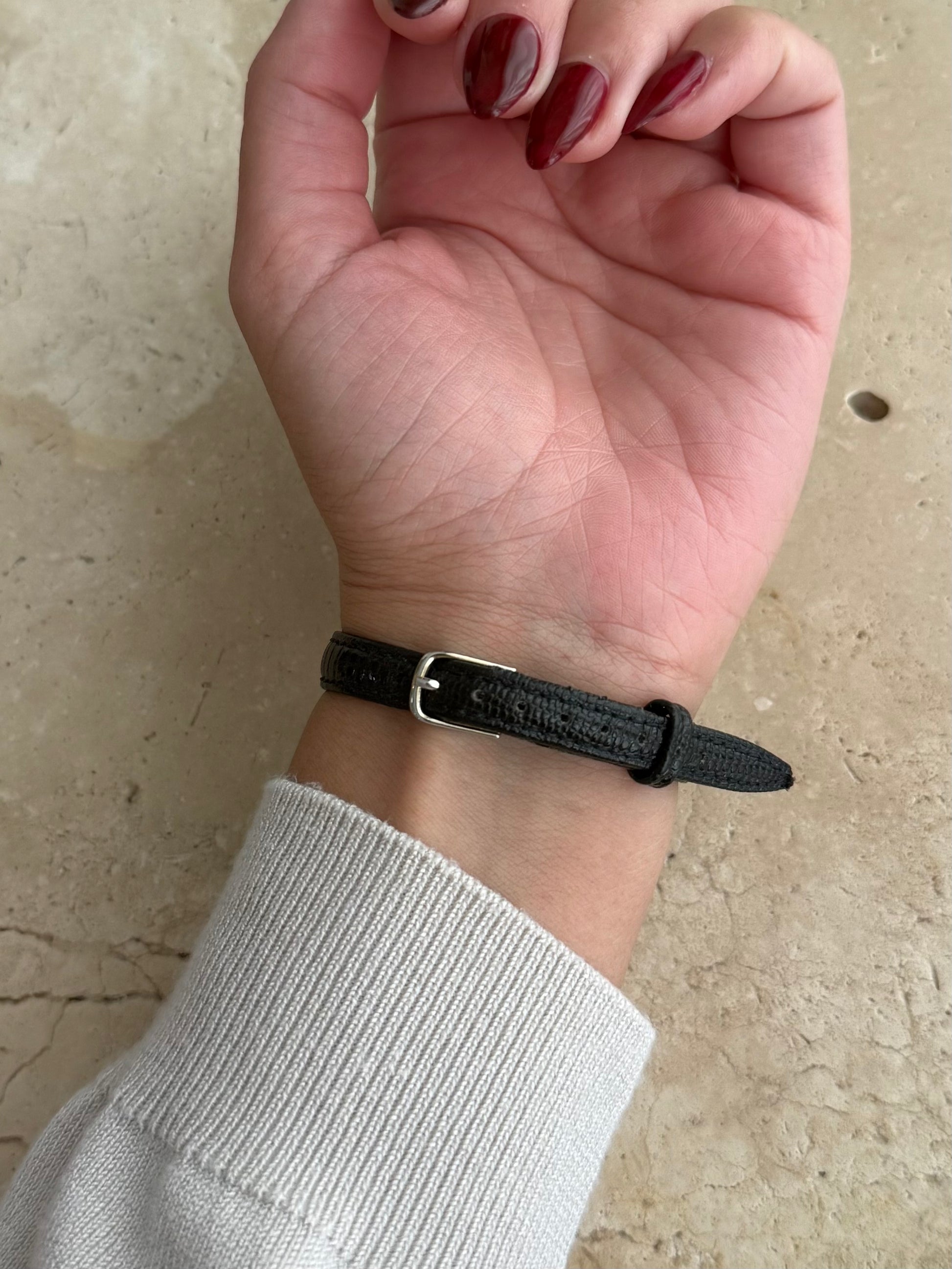 Authentic Tiffany & Co. 14K Watch with Black Leather Band w/ Box, photo 3